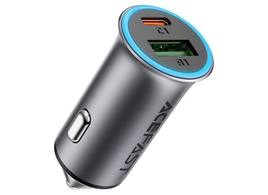 ACEFAST B16 95W Metal Car Charger Dual Port USB-A + USB-C Fast Charging Car Power Adapter Cigarette Lighter - Black